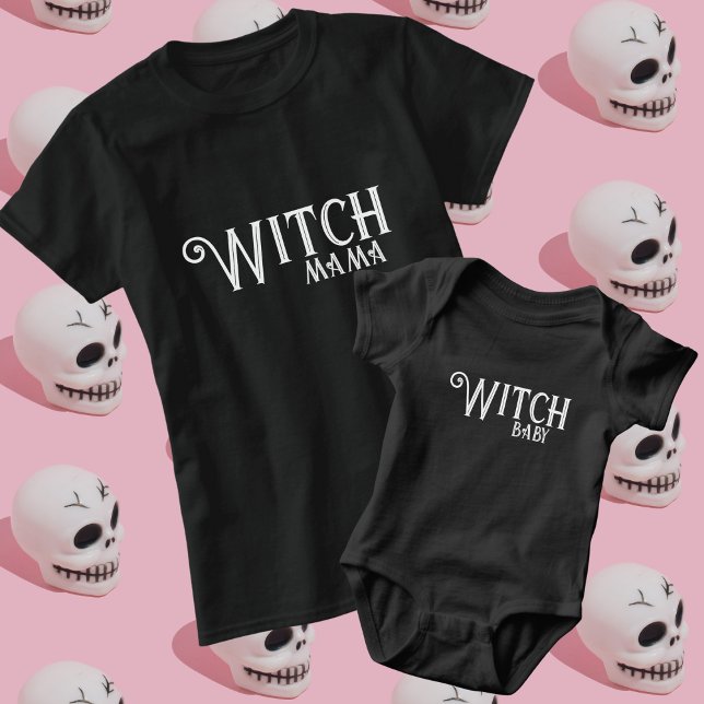 Witch baby Black Halloween Mama and Me Matching Baby Bodysuit (Creator Uploaded)