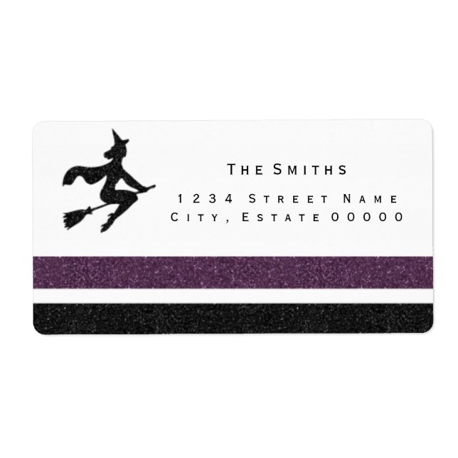 Witch Black and purple stripes address label (Front)