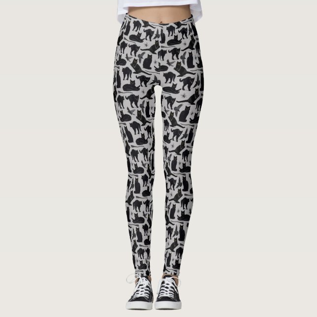Witch black cat adult leggings (Front)
