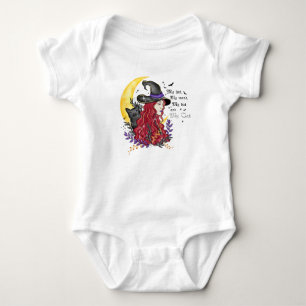 Witch, Black Cat and Crescent Moon Baby Bodysuit