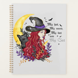 Witch, Black Cat and Crescent Moon Planner