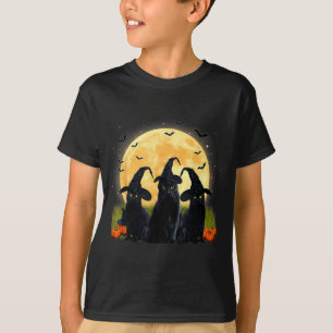 Witch Black Cat And Full Moon Pumpkin Halloween T-Shirt
