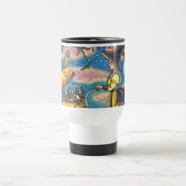 WITCH, BLACK CAT BABY BUGGY COMMUTER / TRAVEL MUG (Center)