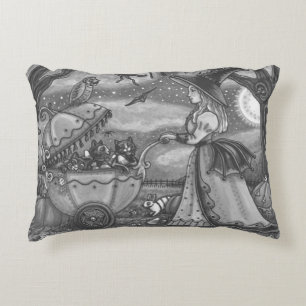WITCH, BLACK CAT BABY BUGGY, HOLIDAY ACCENT PILLOW