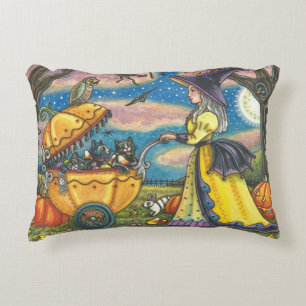 WITCH, BLACK CAT BABY BUGGY, HOLIDAY ACCENT PILLOW