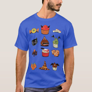 Witch Black Cat Cupcake Eyeball Spider Bat Hallowe T-Shirt