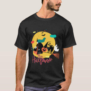 Witch Black Cat Flying Broomstick T-Shirt