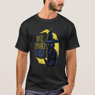 Witch Black Cat One Spooky Nurse Halloween T-Shirt