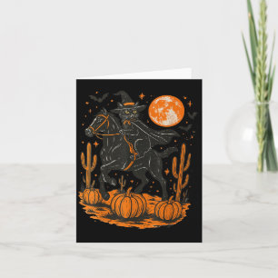 Witch Black Cat Riding Horse Halloween Pumpkin Moo Card