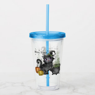 Witch Black Cat Witch Vibes Acrylic Tumbler