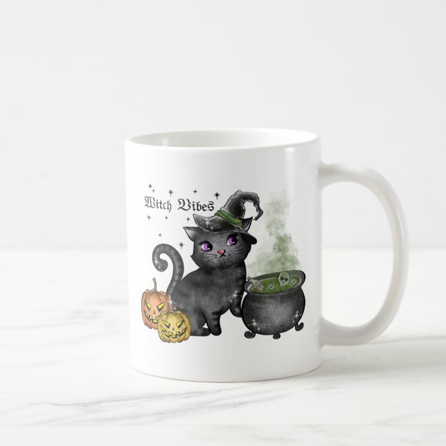 Witch Black Cat | Witch Vibes Coffee Mug (Right)