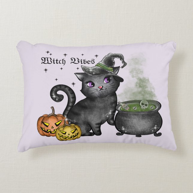 Witch Black Cat | Witch Vibes Decorative Cushion (Front)