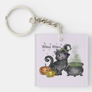 Witch Black Cat Witch Vibes Key Ring