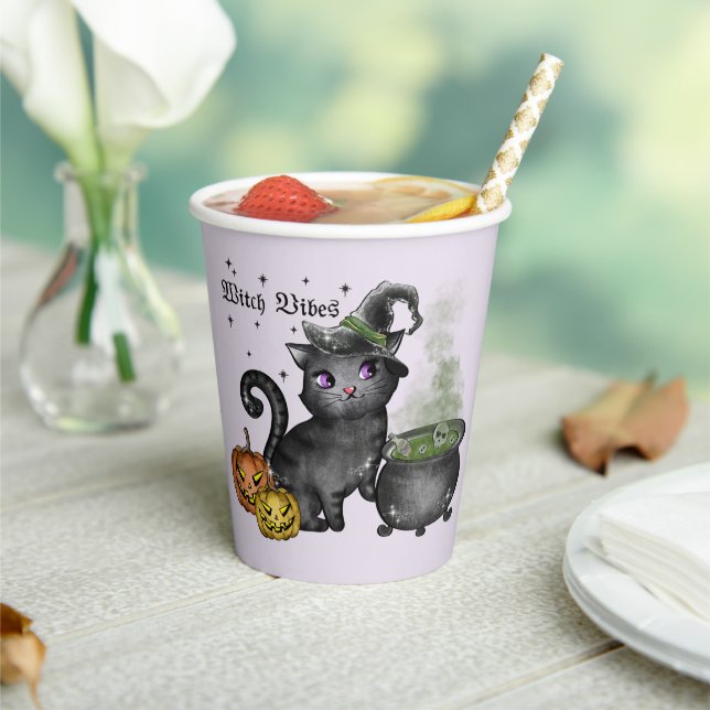 Witch Black Cat | Witch Vibes Paper Cups (Insitu)