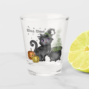 Witch Black Cat   Witch Vibes Shot Glass