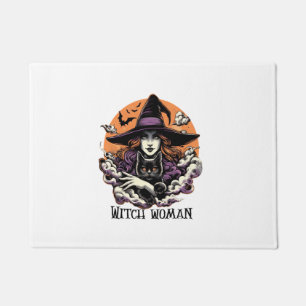 Witch Black Cat Witchy Magic Vintage Halloween Wom Doormat