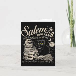 Witch Book Club Bookish Halloween Black Cat Spooky Card