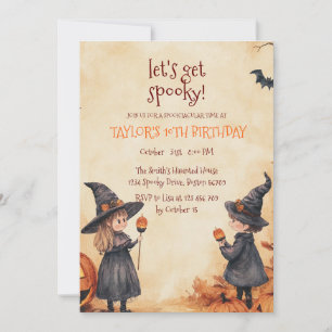 Witch Boy Girl Halloween Birthday Party Invitation