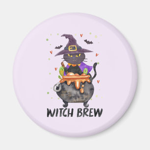 Witch Brew - Cat Wearing Witch Magnet