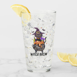 Witch Brew – Halloween Witch Cat in a Cauldron Glass