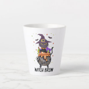 Witch Brew – Halloween Witch Cat in a Cauldron Latte Mug