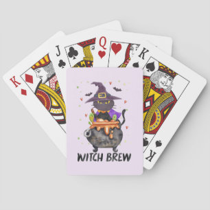 Witch Brew – Halloween Witch Cat in a Cauldron Playing Cards