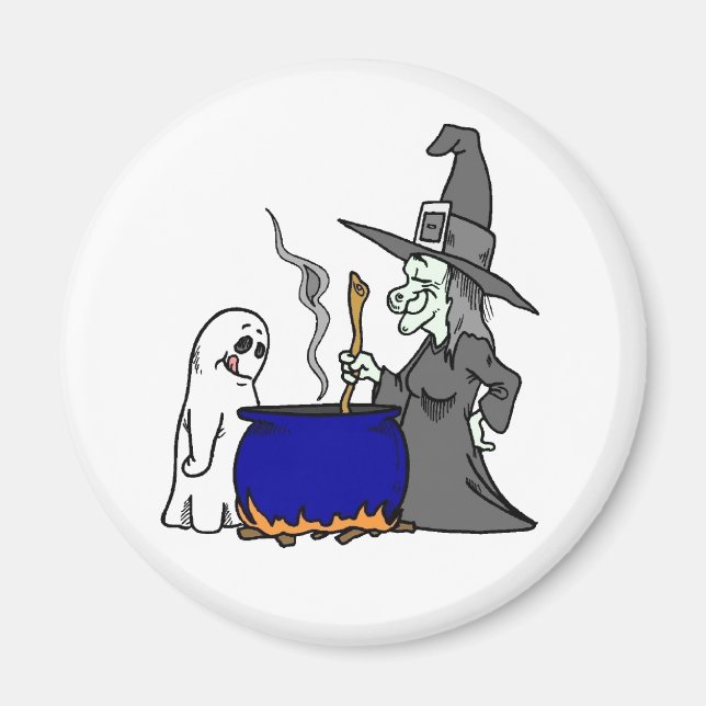 Witch Brewing Cauldron Hungry Ghost Magnet (Front)