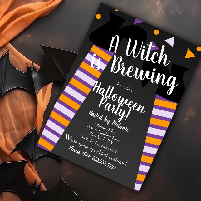 Witch Brewing Legs Halloween Party Birthday Invitation (Creator Uploaded)