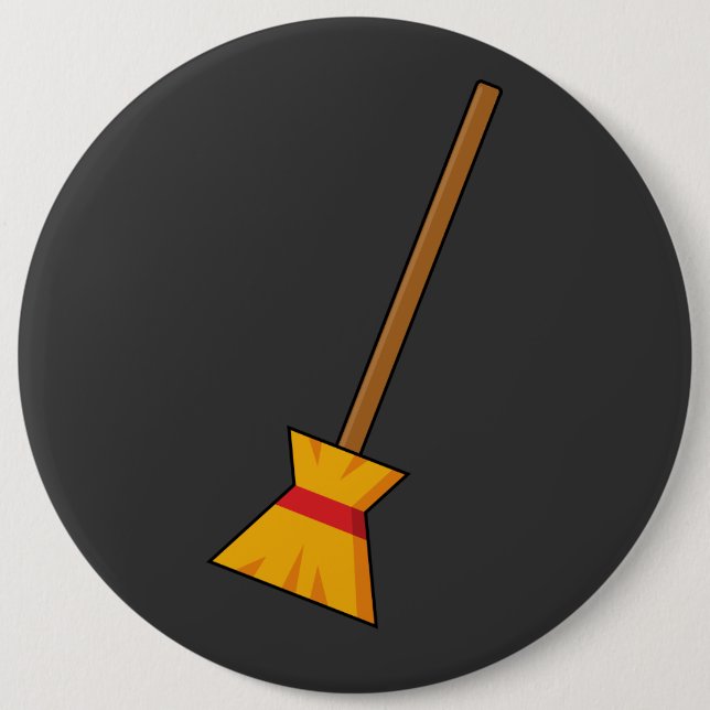 Witch Broom 6 Cm Round Badge (Front)