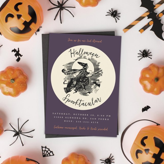 Witch Broom Halloween Spooktacular Costume Party Invitation (Creator Uploaded)