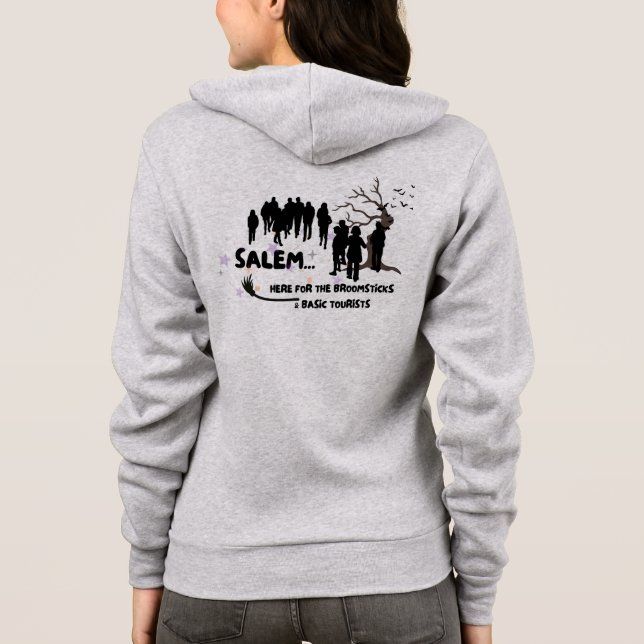Witch Broom Visit Salem Basic Tourist Hoodie (Back)