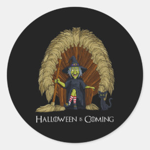Witch Brooms Throne Fun Halloween Girls Kids Classic Round Sticker