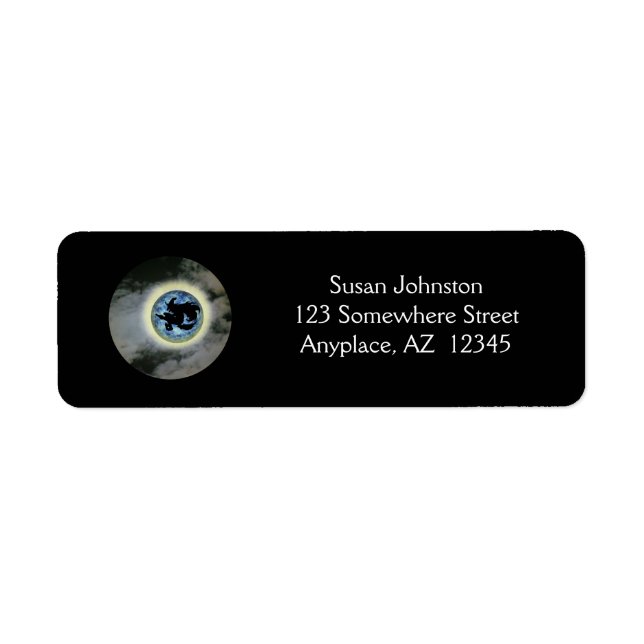 Witch Broomstick Moon Halloween Address Label (Front)