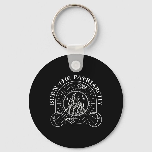 Witch Burn The Patriarchy Halloween Women's Rights Key Ring (Front)