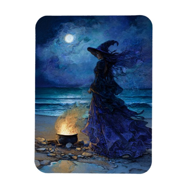 Witch by the Moonlit Sea Flexible Magnet (Vertical)