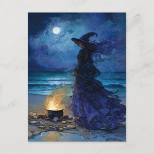 Witch by the Moonlit Sea Postcard