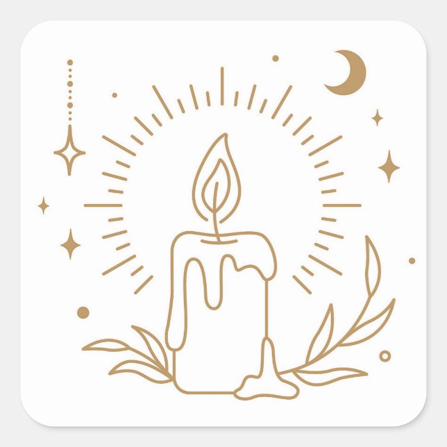 Witch candle square sticker (Front)