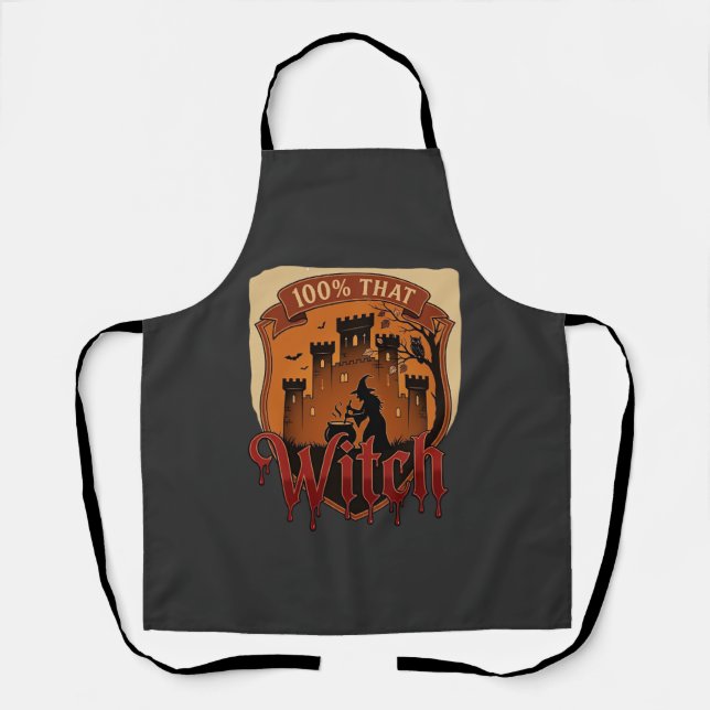 Witch Castle Cauldron Owl Bats_1 Apron (Front)