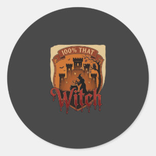 Witch Castle Cauldron Owl Bats_1 Classic Round Sticker