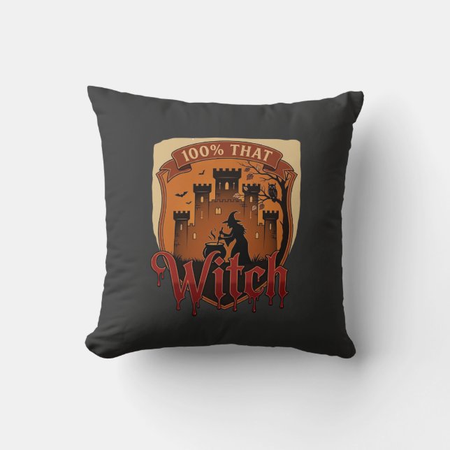 Witch Castle Cauldron Owl Bats_1 Cushion (Front)