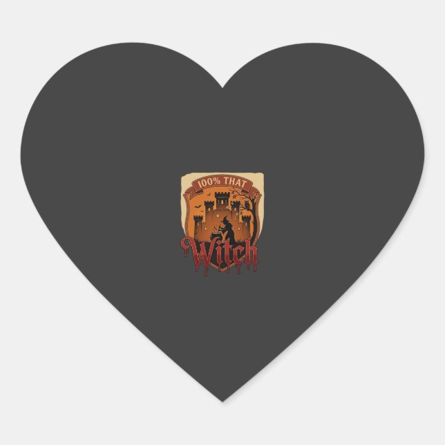 Witch Castle Cauldron Owl Bats_1 Heart Sticker (Front)