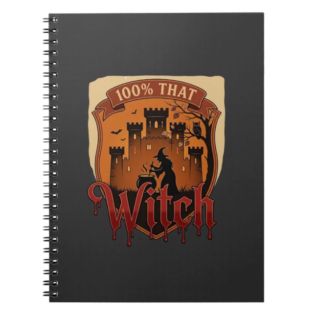 Witch Castle Cauldron Owl Bats_1 Notebook (Front)