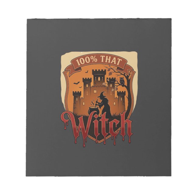 Witch Castle Cauldron Owl Bats_1 Notepad (Front)