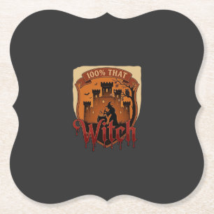 Witch Castle Cauldron Owl Bats_1 Paper Coaster