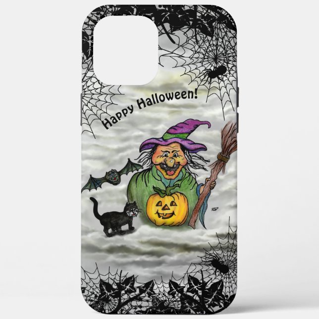 Witch , Cat , Bat and Pumpkin , Happy Halloween ! Case-Mate iPhone Case (Back)