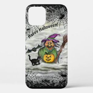 Witch , Cat , Bat and Pumpkin , Happy Halloween ! iPhone 12 Pro Case