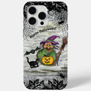 Witch , Cat , Bat and Pumpkin , Happy Halloween ! iPhone 15 Pro Max Case