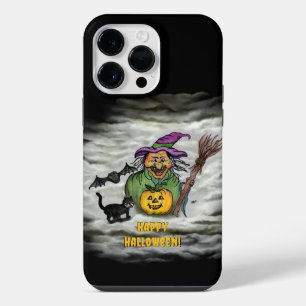 Witch , Cat , Bat and Pumpkin , Happy Halloween ! iPhone 14 Pro Max Case
