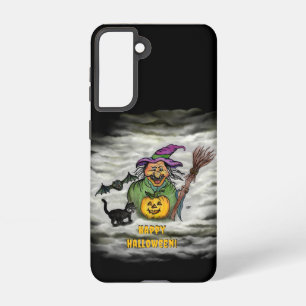 Witch , Cat , Bat and Pumpkin , Happy Halloween ! Samsung Galaxy Case