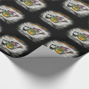 Witch , Cat , Bat and Pumpkin , Happy Halloween ! Wrapping Paper
